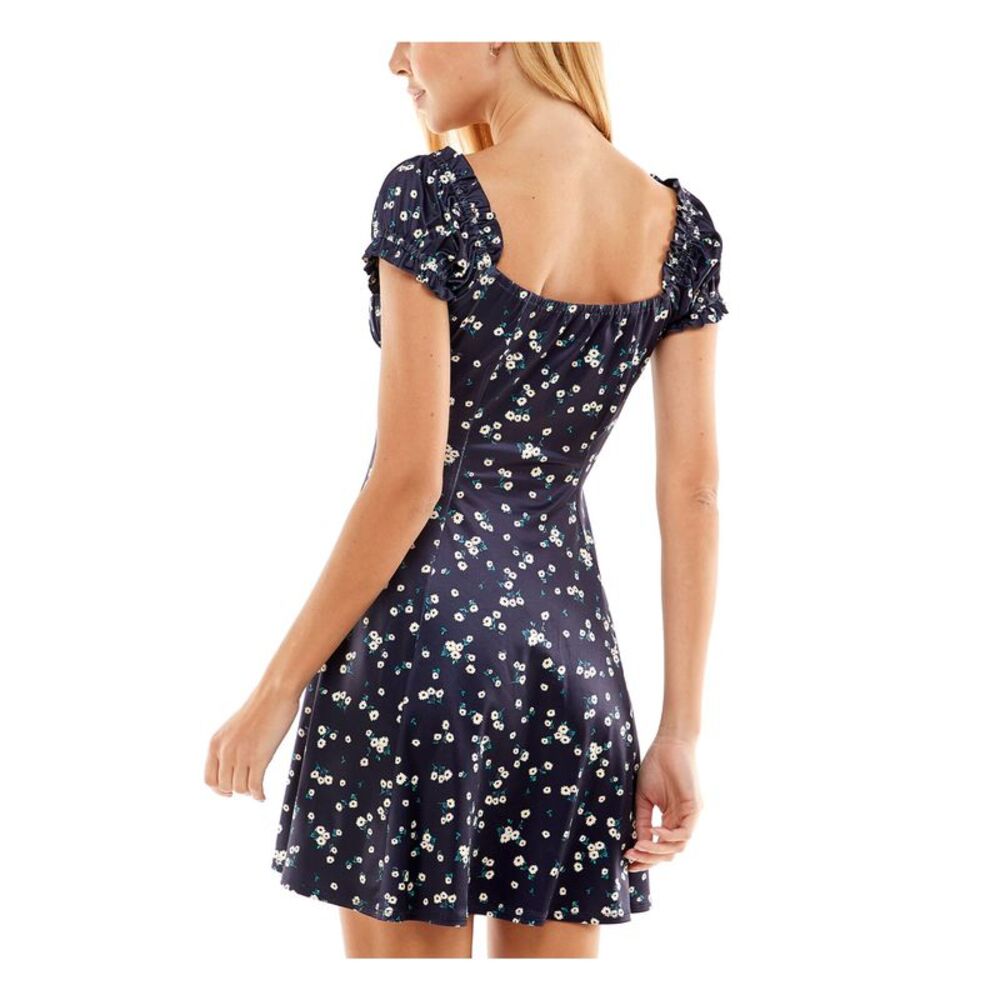 CITY STUDIO Womens Tie Short Sleeve Short Party Fit + Flare Dress - Picture 2 of 4